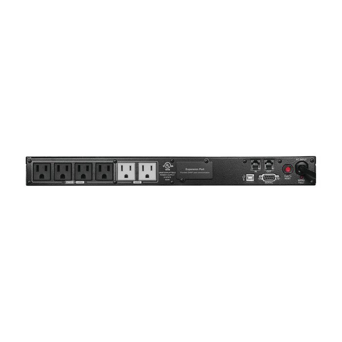 UPS de 1000 VA/600 W, Topología Línea Interactiva, Entrada 120 Vca NEMA 5-15P, Tipo Rack 1 UR, Con 6 Tomas NEMA 5-15R