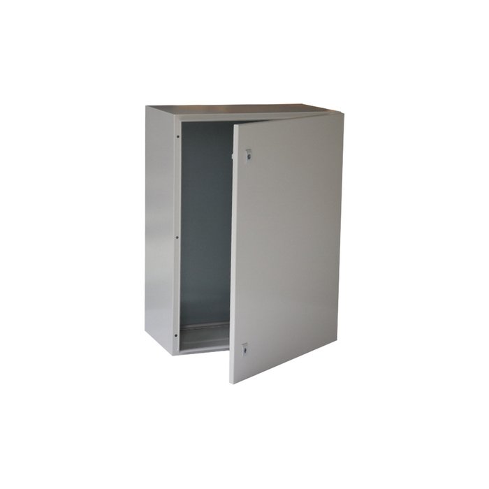 Gabinete de Acero IP66 Uso en Intemperie (600 x 800 x 300 mm) con Placa Trasera Interior y Compuerta Inferior Atornillable (Incluye Chapa y Llave).