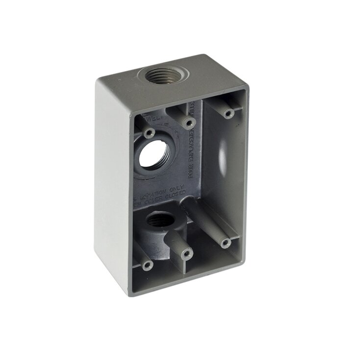 Caja Condulet FS de 1/2" ( 12.7 mm) con tres bocas a prueba de intemperie.