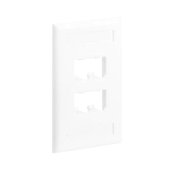 Placa de Pared Vertical Clásica, Salida Para 4 Puertos Mini-Com, Con Espacios Para Etiquetas, Color Blanco