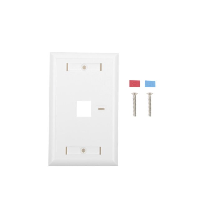 Placa de pared de 1 puerto, Keystone, con espacio para etiqueta, Color Blanco