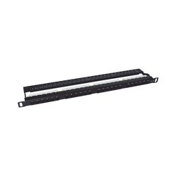 Patch panel sin blindaje de 24 puertos Cat6A con barra para organizar cable