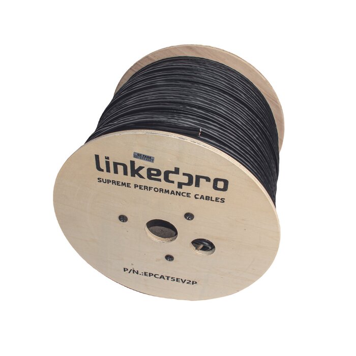 Bobina 305m Cat5e CCA + 2 Cables de Alimentación para Cámaras de Videovigilancia, Instalación en Exterior, uso Industrial para Climas Extremos