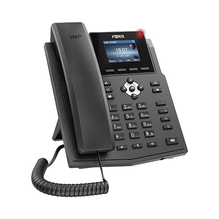 Teléfono IP empresarial para 4 líneas SIP con pantalla LCD de 2.8 pulgadas a color, Opus y conferencia de 3 vías, PoE.