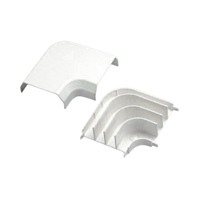 Curva de radio controlado, para uso con canaleta T70, Material PVC Rígido, Color Blanco Mate