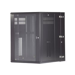 Gabinete PanZone de Montaje en Pared, de 19in, Puerta con Ventana de Seguridad, 18 UR, 762mm de Profundidad, Color Negro