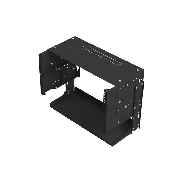 Rack Abierto de 19" de 5 Unidades Profundidad Ajustable (8" a 12") con Charola de Uso Múltiple.