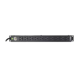 Tomacorriente Horizontal (PDU) de 10 Contactos (NEMA 5-15R) Rack 19" 1UR. Voltaje Entrada/Salida: 120Vca/15A