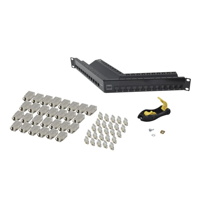 Patch Panel Z-MAX, Categoria 6A, Blindado, de 24 puertos, Angulado, 1UR