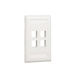 Placa de Pared Vertical, Salida Para 4 Puertos Keystone, Con Espacios Para Etiquetas, Color Blanco