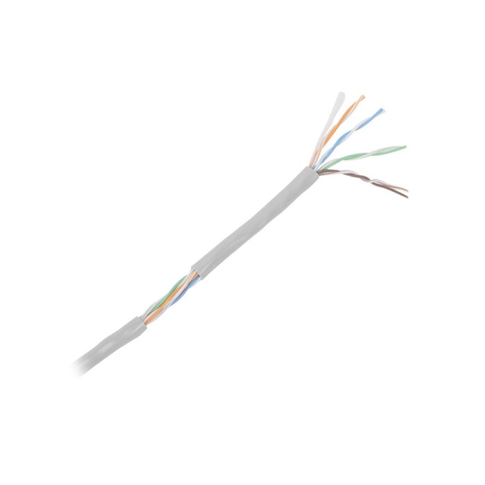 Bobina de cable de 305 m ( 1000 ft ) Cat5e, Aleación de Cobre y Aluminio ( CCA ), color Gris, Uso Interior.