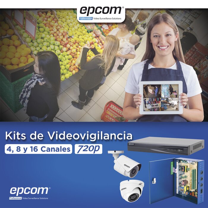 KIT TurboHD 1080p / DVR 8 Canales / 4 Cámaras Bala (exterior 2.8 mm) / 4 Cámaras Eyeball (exterior 2.8 mm) / Transceptores / Conectores / Fuente de Poder Profesional hasta 15 Vcd para Largas Distancias