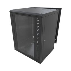 Gabinete Abatible de Pared (Con Marco Trasero) con Rack 19" de 16 Unidades. Ventana de Cristal Templado.
