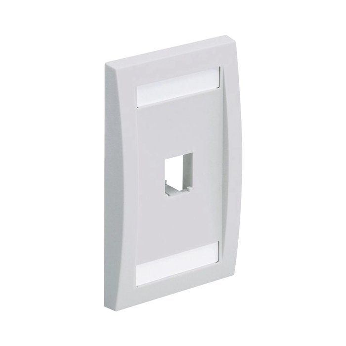 Placa de Pared Vertical Ejecutiva, Salida Para 1 Puerto Mini-Com, Con Espacios Para Etiquetas, Color Blanco Mate