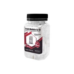 Bote con 100 Piezas de Plug Modular RJ45 Cat5e blindado, chapado de oro a 30 micras para durabilidad extrema CON PIN DE TIERRA