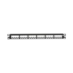 Panel de Parcheo Modular Mini-Com (Sin Conectores), Plano, Totalmente Blindado, de 24 puertos, 1UR