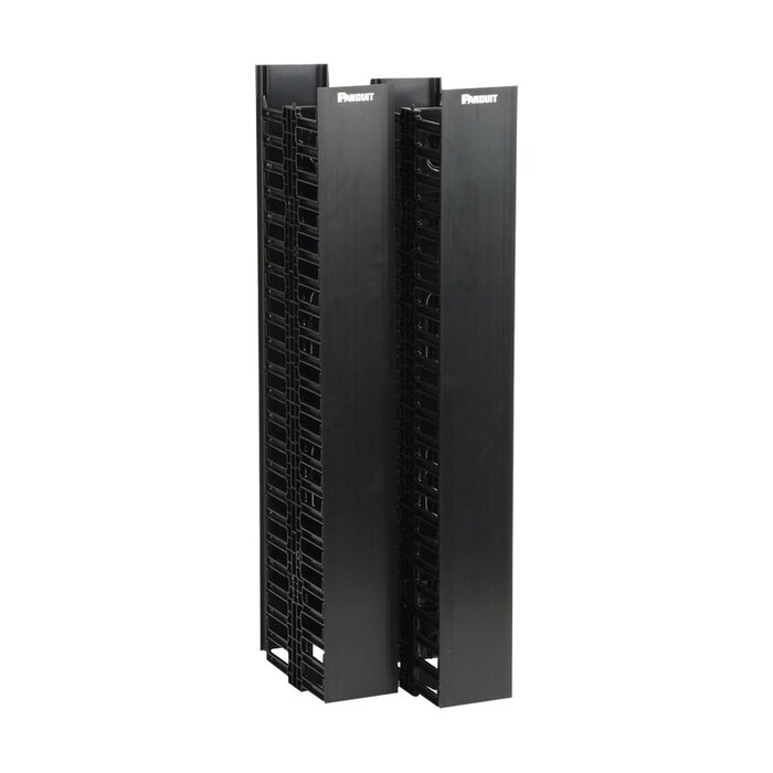 Organizador Vertical Doble NetRunner, para Rack Abierto de 45 Unidades, 125 mm de Ancho, Color Negro