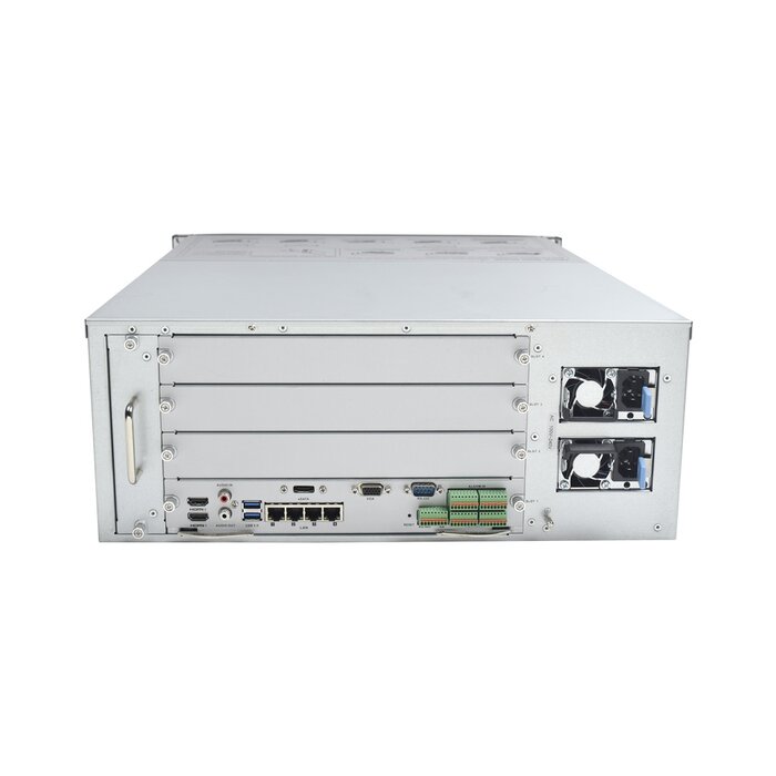 NVR 12 Megapixel (4K) / 128 canales IP / 24 Bahías de Disco Duro / 4 Puertos de Red / Soporta RAID con Hot Swap / NVR de Alto Desempeño