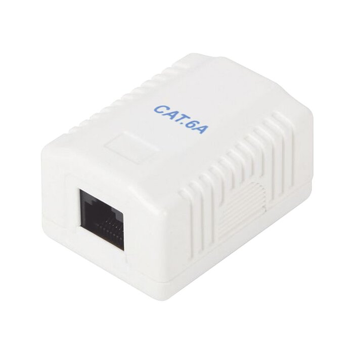 Caja de pared con 1 puerto, incluye 1 jack UTP Cat6A