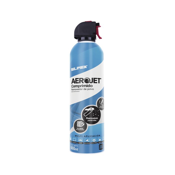 Removedor de polvo y residuos (aire comprimido) con aplicación 360º para limpieza de equipos electrónicos, válvula anti-estallamiento, 660 ml