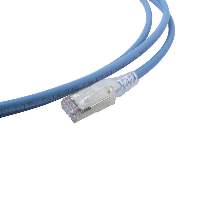 Patch Cord "Skinny" Cat6A Blindado S/FTP, 7ft, Diámetro Reducido 28 AWG, Color Azul