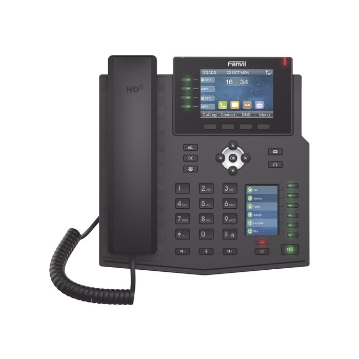 Teléfono IP Empresarial con Estándares Europeos, 16 lineas SIP con pantalla LCD a color, 30 teclas DSS/BLF, puertos Gigabit, IPv6, Opus y conferencia de 3 vías, PoE/DC (incluye fuente).
