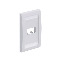 Placa de Pared Vertical Ejecutiva, Salida Para 2 Puertos Mini-Com, Con Espacios Para Etiquetas, Color Blanco Mate