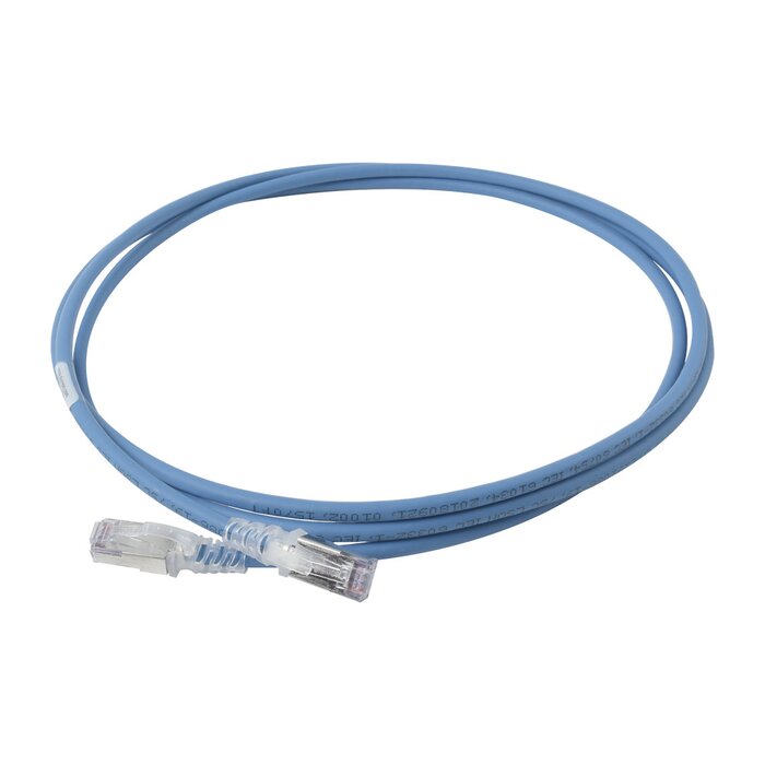 Patch Cord "Skinny" Cat6A Blindado S/FTP, 7ft, Diámetro Reducido 28 AWG, Color Azul