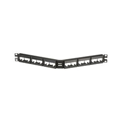 Panel de Parcheo Modular Mini-Com (Sin Conectores), Angulado, Sin Blindaje, Con Etiqueta y Cubierta, de 24 puertos, 1UR