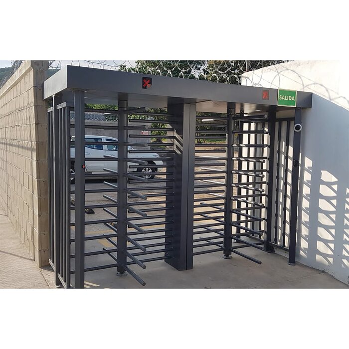 Torniquete Doble / Cuerpo Completo / Interior/Exterior / 100% Acero con Pintura Gris / EJE CENTRAL de Acero Inoxidable / Acabado de Lujo / Alto Tráfico