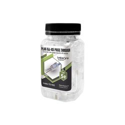 Bote con 100 Plugs Pass through RJ45 Cat5e sin blindaje, chapado de oro a 30 micras para durabilidad extrema