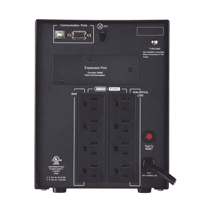 UPS de 1500 VA/1500 W, Topología Línea Interactiva, Entrada 120 Vca NEMA 5-15P, Onda Senoidal Pura, Mini Torre, Con 8 Tomas NEMA 5-15R