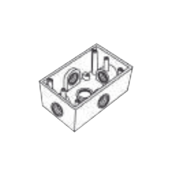 Caja Condulet FS de 1" ( 25.4 mm) con cinco bocas a prueba de intemperie.
