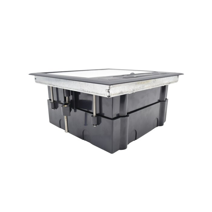 Caja de piso para dos módulos universales (Socket M2), para alimentación eléctrica y redes de datos (11000-33401) No incluye faceplates