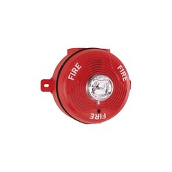 Sirena con Lámpara Estroboscópica para Exterior, Montaje en Techo, Nivel de Candelas Seleccionable, Color Rojo