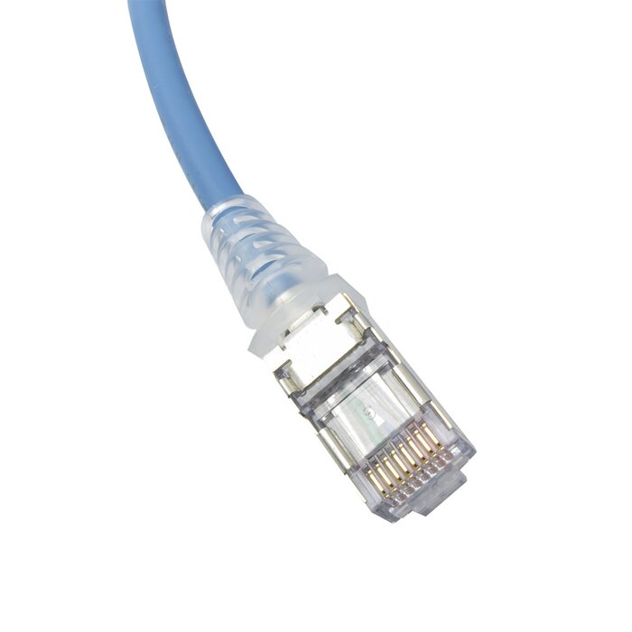 Patch Cord "Skinny" Cat6A Blindado S/FTP, 7ft, Diámetro Reducido 28 AWG, Color Azul