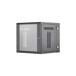Gabinete PanZone de Montaje en Pared, de 19in, Puerta con Ventana de Seguridad, 12 UR, 635mm de Profundidad, Color Negro