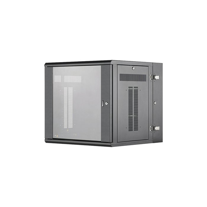 Gabinete PanZone de Montaje en Pared, de 19in, Puerta con Ventana de Seguridad, 12 UR, 635mm de Profundidad, Color Negro