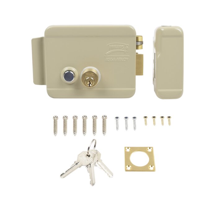 Cerradura Eléctrica / Incluye Llave / Derecha/ Con Botón integrado /Exterior