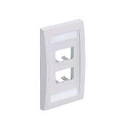 Placa de Pared Vertical Ejecutiva, Salida Para 4 Puertos Mini-Com, Con Espacios Para Etiquetas, Color Blanco