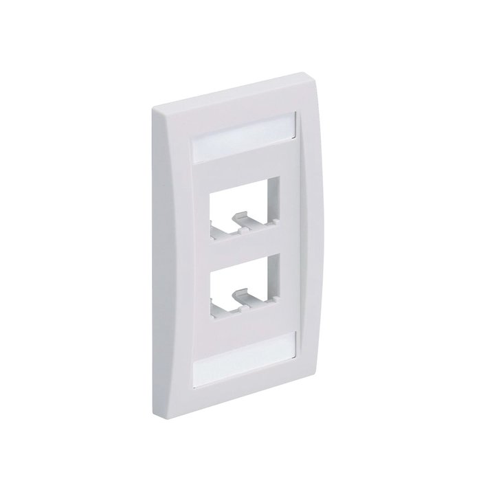 Placa de Pared Vertical Ejecutiva, Salida Para 4 Puertos Mini-Com, Con Espacios Para Etiquetas, Color Blanco