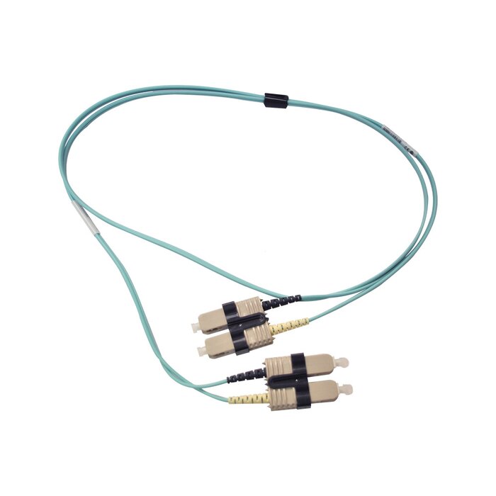 Jumper de Fibra Óptica Multimodo 50/125 OM3 XGLO, SC-SC Duplex, OFNR, Color Aqua, 1 Metro