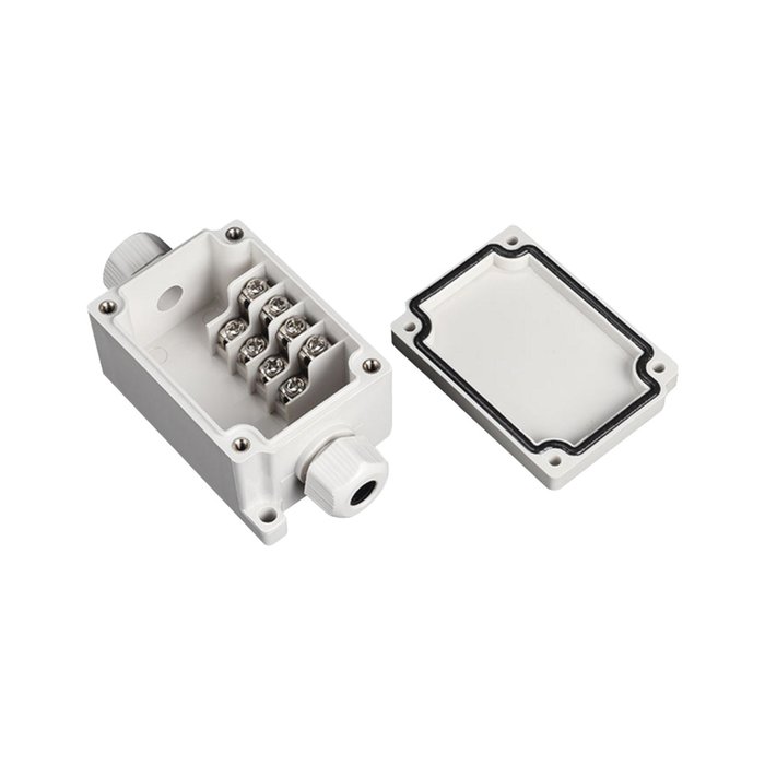 Caja de Conexión Exterior con Conexión Lateral para 4 Líneas (doble tornillo). Incluye Glándulas.