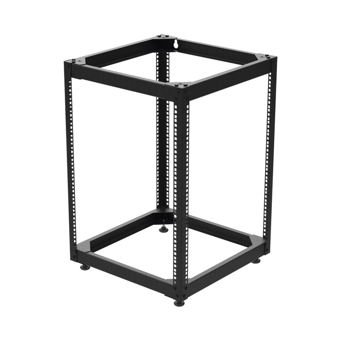 Rack Abierto de 4 Postes Instalación Pared o Piso de 14 Unidades, ¡Ideal para Equipo de Audio!