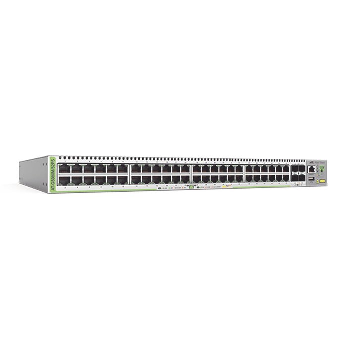 Switch PoE+ Administrable CentreCOM GS980M, Capa 3 de 48 puertos 10/100/1000Mbps + 4 SFP Gigabit, 740 W