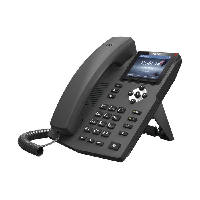 Teléfono IP empresarial para 2 lineas SIP con pantalla LCD de 2.8 pulgadas a color, puertos Gigabit y conferencia de 3 vías, PoE