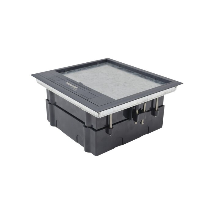 Caja de piso para cuatro módulos universales (Socket M4), para alimentación eléctrica y redes de datos (11000-43401) No incluye faceplates