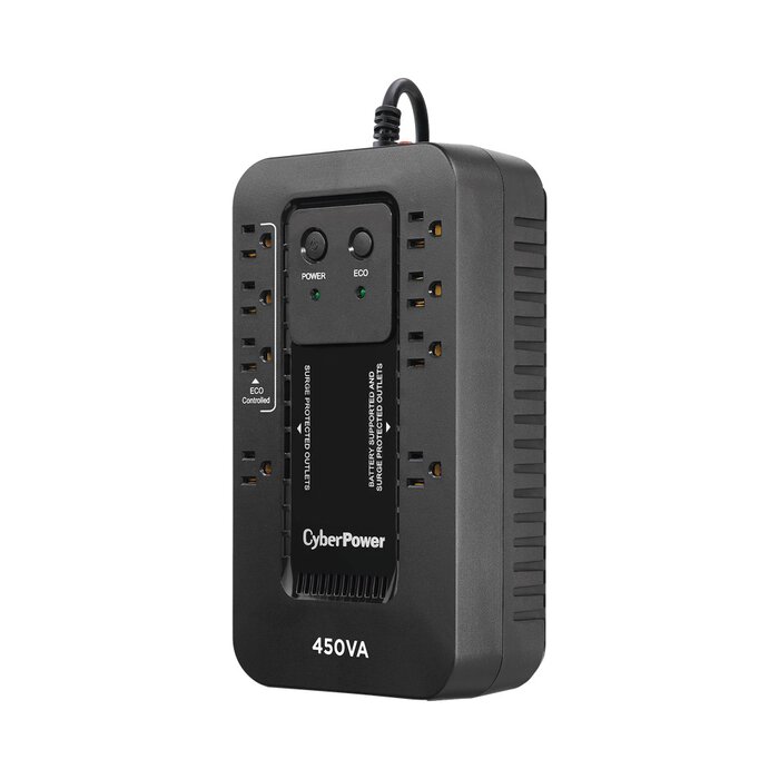 UPS de 450 VA/260 W, Topología Standby con Modo Ahorrador ECO, Entrada 120 Vca NEMA 5-15P, Con 8 Tomas NEMA 5-15R