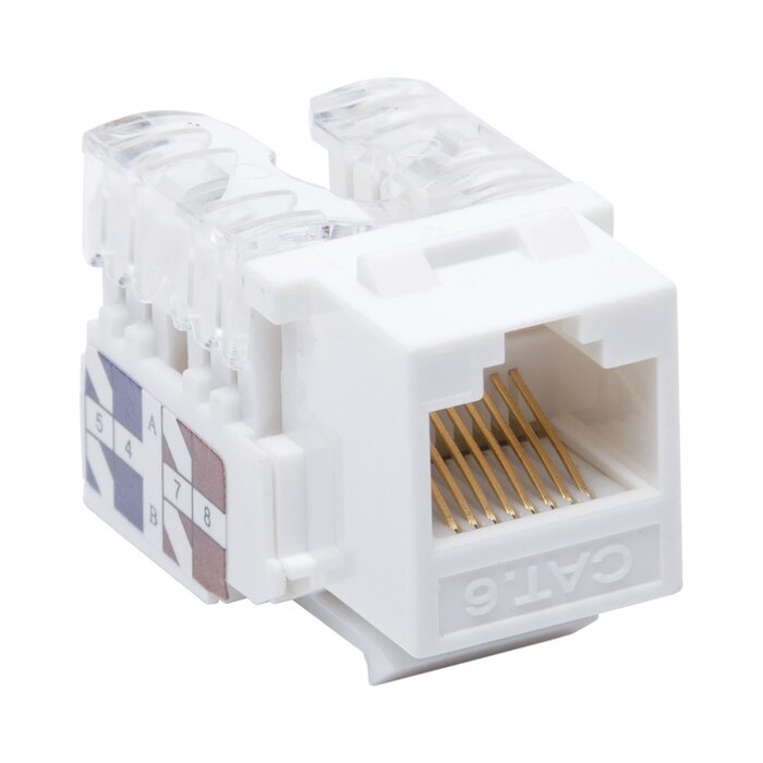 Módulo Jack Keystone Cat6 con terminación 110 (Punchdown) para faceplate - Color Blanco