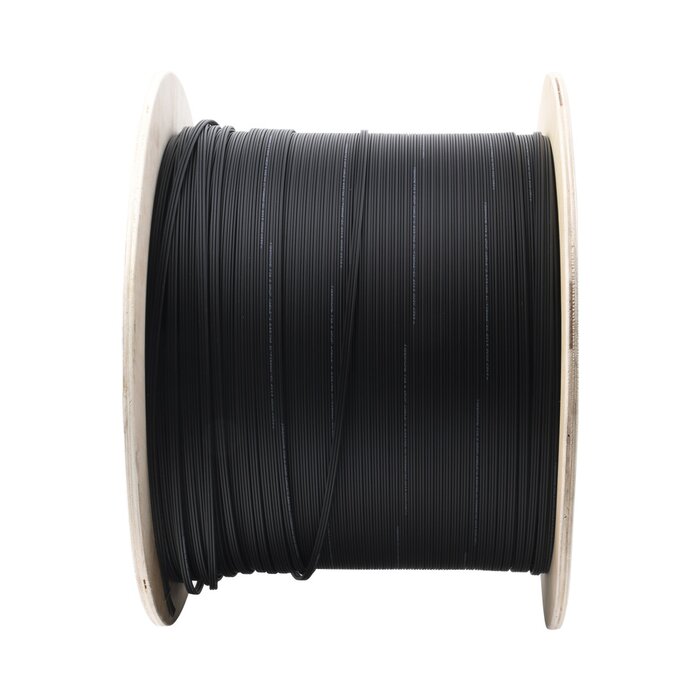Carrete de 1 km de Fibra Óptica Aérea Mini Figura 8 G.657A2 tipo Drop, Monomodo de 2 Hilos, Color Negro
